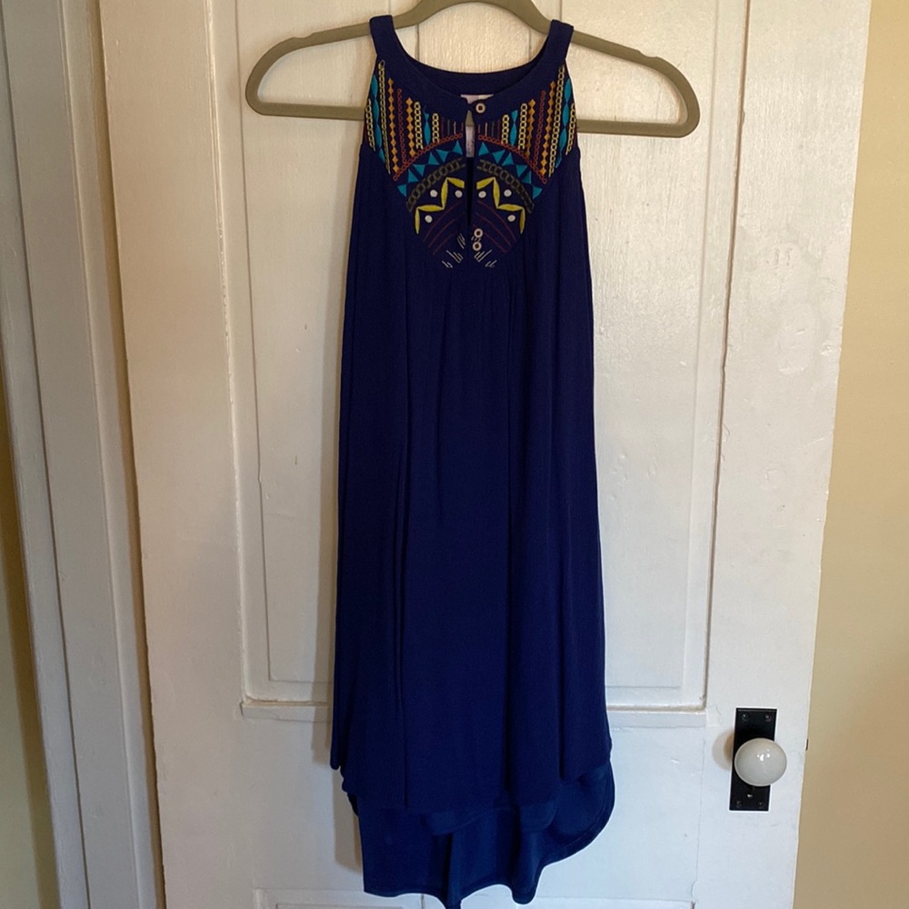 Francesca’s XS dark blue high-low dress